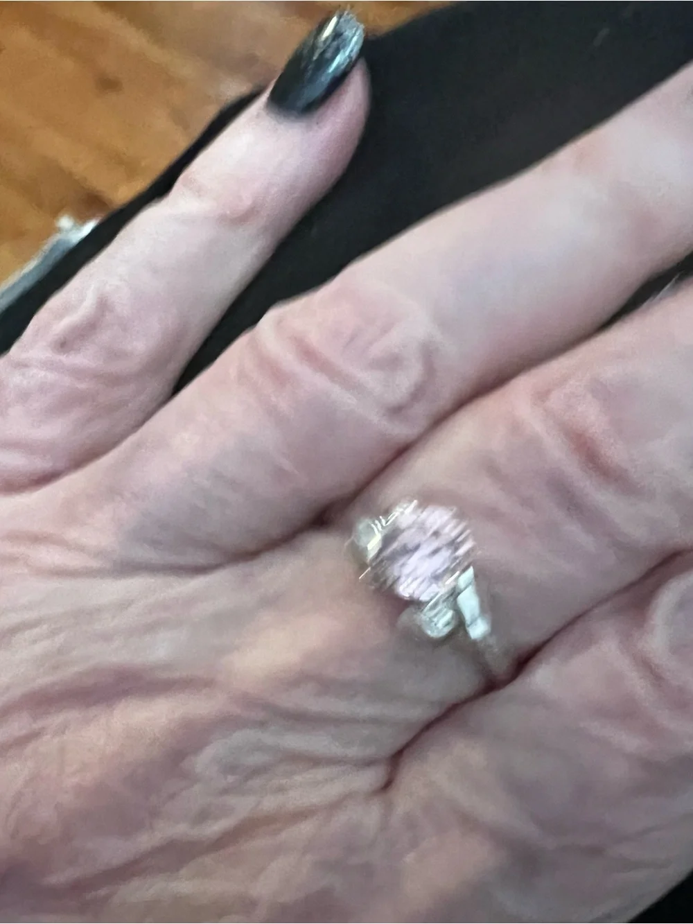 Silver 925 Floral Solitaire Ring with Light Pink Stone